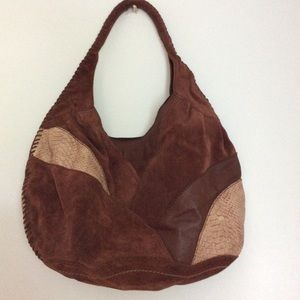 LUCKY BRAND Brown Suede Leather Hobo Bag